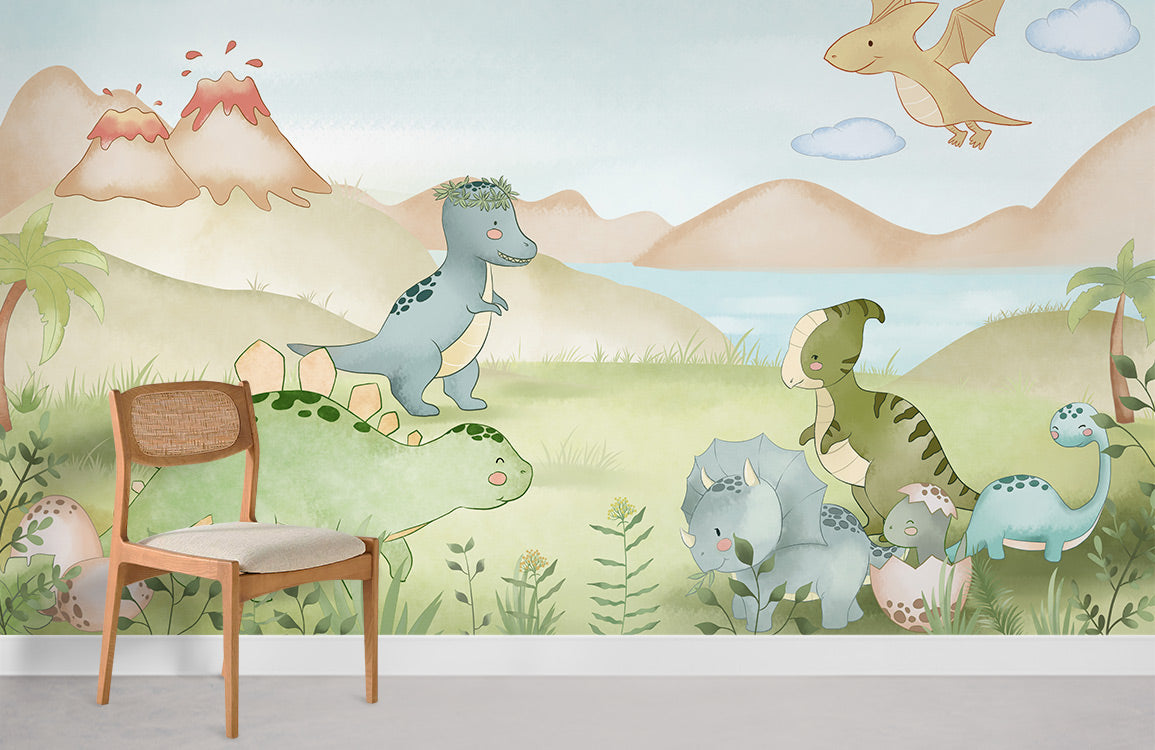 Dinosaurs Wallpaper Mural in playroom