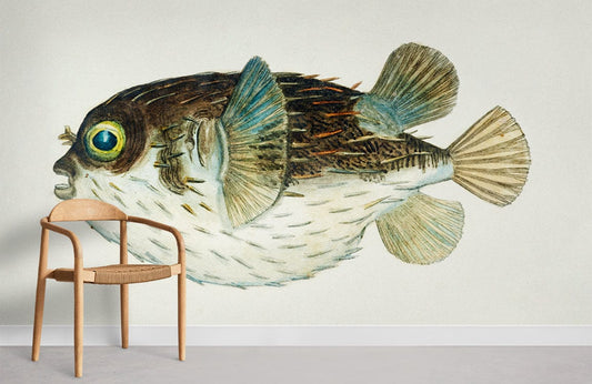 Vintage Nautical Fish Illustration Wallpaper Mural