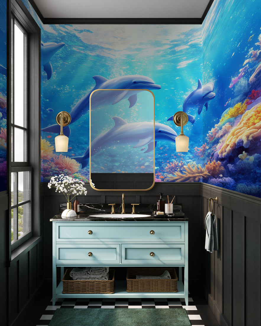 Dolphin Reef Wonderland Mural Wallpaper