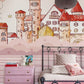 Whimsical Princess Castle Pink Mural Wallpaper