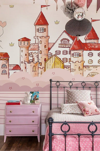 Dream Castle Animated Cartoon Wall Decal Mural for Decorating Children's Bedrooms