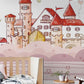 Whimsical Princess Castle Pink Mural Wallpaper