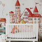 Whimsical Princess Castle Pink Mural Wallpaper