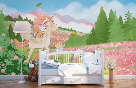 Unicorn Fantasy Kids Room Mural Wallpaper