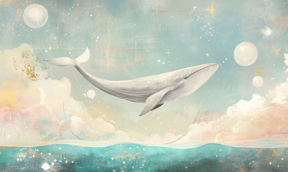 Dreamy Sky Whale Mural Wallpaper