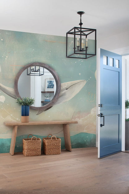 Dreamy Sky Whale Mural Wallpaper