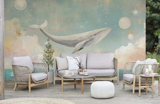 Dreamy Sky Whale Mural Wallpaper
