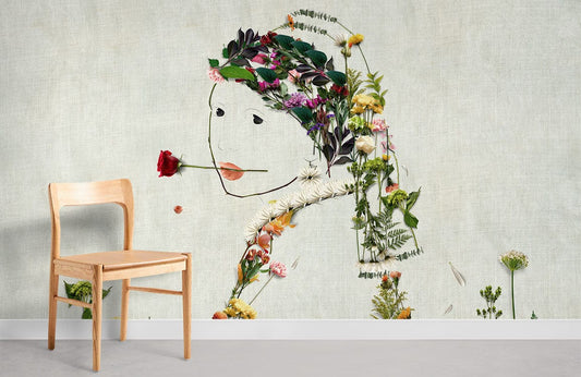 Botanical Sketch Floral Mural Wallpaper