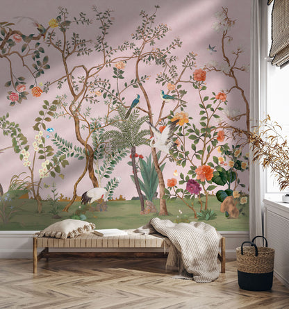 Blossom Serenade Mural Wallpaper in living room