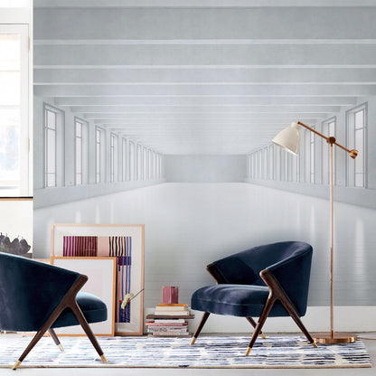 Infinite Window Perspective Mural Wallpaper in living room