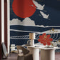 Crimson Sun and Flight Mural Wallpaper in office