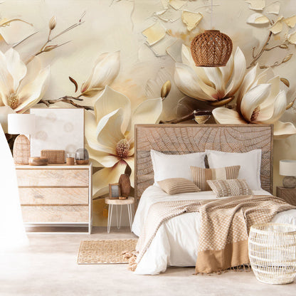 Elegant Blossom Retreat Mural Wallpaper in bedroom