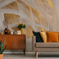 Golden Brushstroke Mural Wallpaper in living room