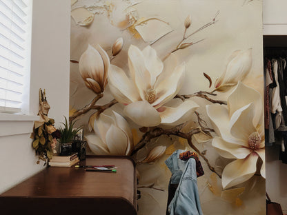 Elegant Blossom Retreat Mural Wallpaper in bedroom