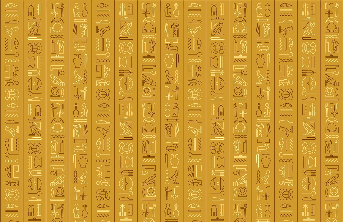 Egyptian Hieroglyphs Gold Mural Wallpaper