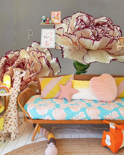 Large-Scale Carnation Patterned Wallpaper Mural Used for Hallway Decoration