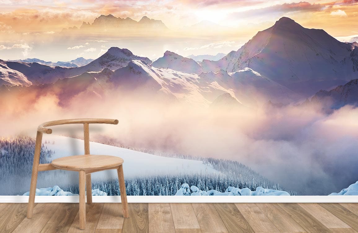 Majestic Mountain Sunrise Scenery Mural Wallpaper