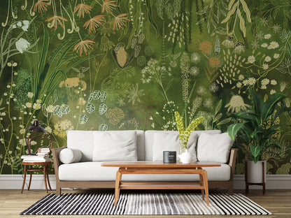 Enchanted Garden Mural Wallpaper in living room