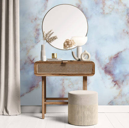 Blush Quartz Marble Mural Wallpaper in bedroom