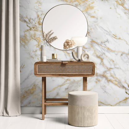 Gilded Marble Elegance Mural Wallpaper in bedroom