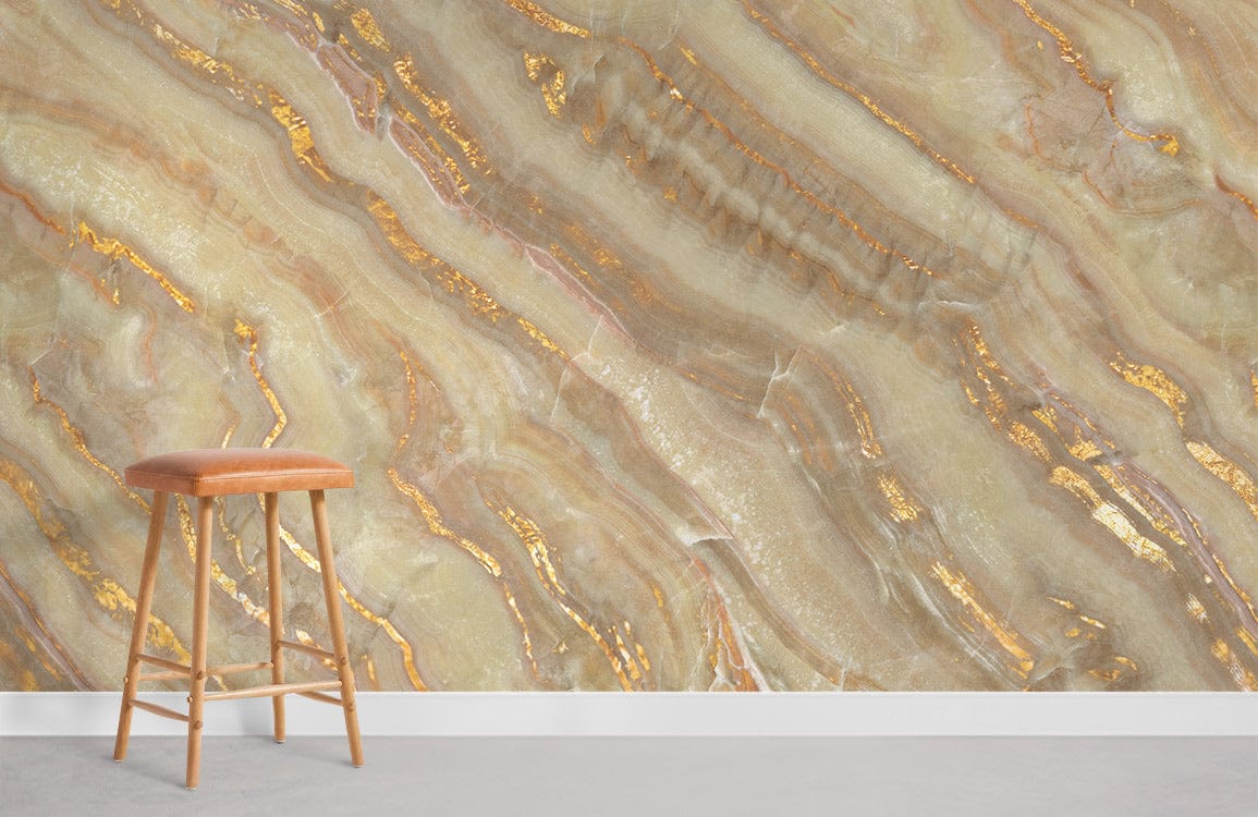 Luxury Gold Vein Marble Mural Wallpaper