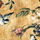 Vintage Bird Floral Gold Mural Wallpaper