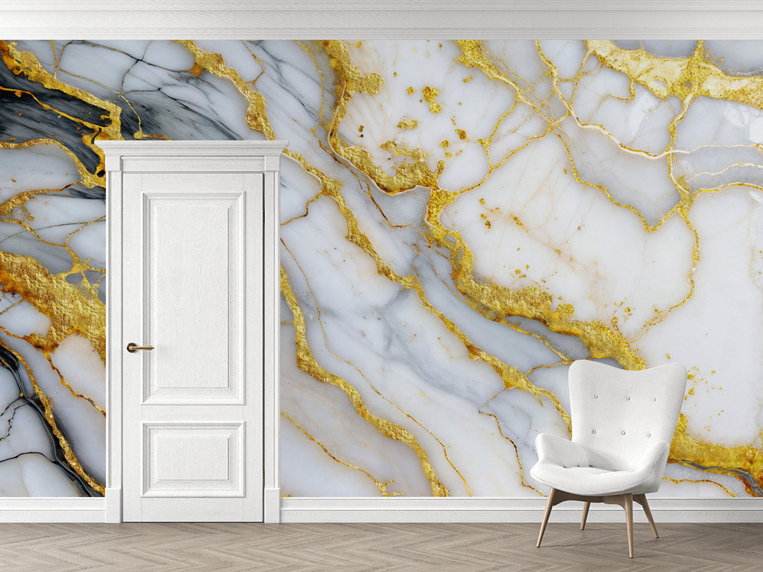 Majestic Gold Marble Mural Wallpaper