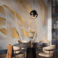 Golden Brushstroke Mural Wallpaper in dining room