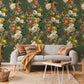 Vintage Floral Bouquet Green Mural Wallpaper