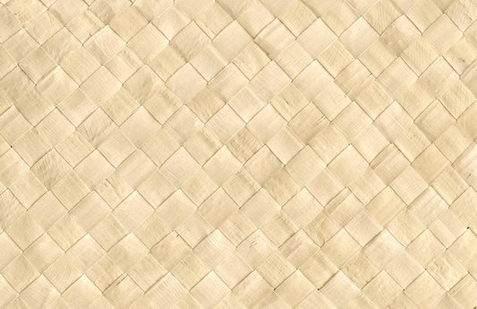 Wallpaper with a Flax Mat Pattern and a Plain Mural