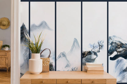 Floating Ink Mountains corridor wall mural idea