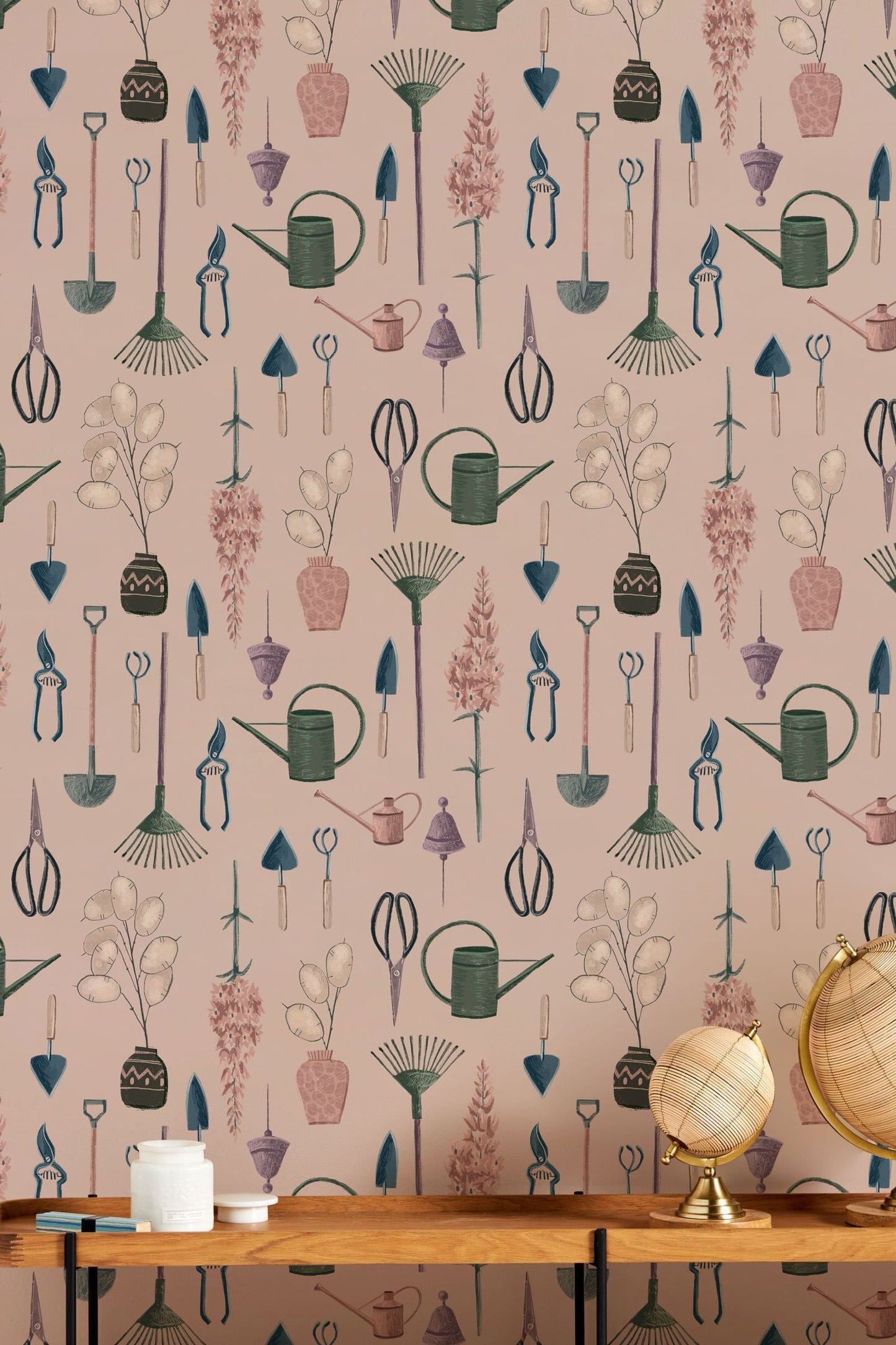 Botanical Garden Illustrative Mural Wallpaper