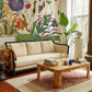 Wallpaper mural painting featuring flowering bushes, ideal for use in decorating the living room.