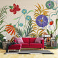 Mural wallpaper painting featuring flowering bushes, ideal for use in decorating the living room.