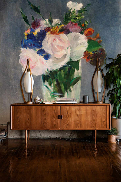 Flowers in Crystal Vase Wallpaper Decoration Design