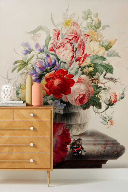 Flowers in Glass Vase Wallpaper Mural Decoration Art