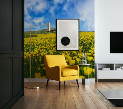 Wallpaper Mural of Flowers on a Mountaintop for Hallway
