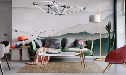 Beautiful Mountains wall mural wallpaper for your living room