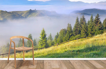 Foggy Mountain Landscape Wall Mural