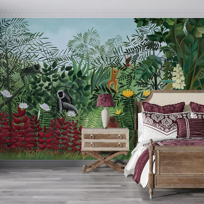 different orangutans live in forest wallpaper bedroom