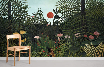 Forest with Sunset Fresh Wall Mural For Room