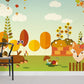 Cheerful Autumn Woodland Creatures Kids Wallpaper Mural