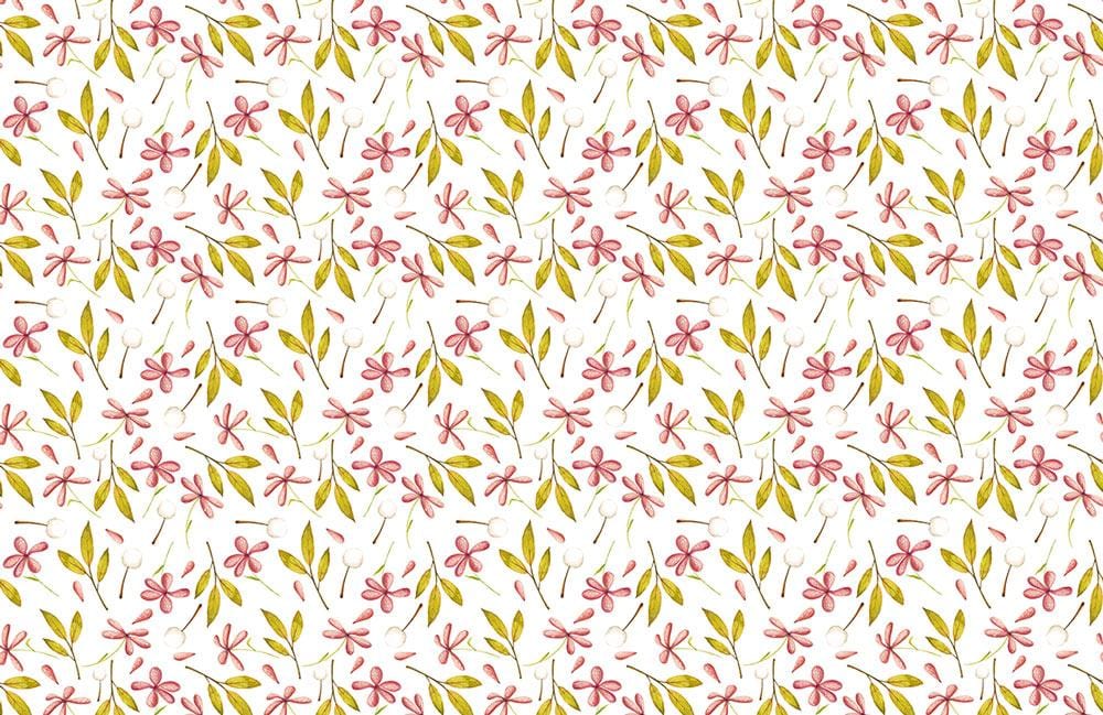 Pink Floral Leafs Modern Mural Wallpaper