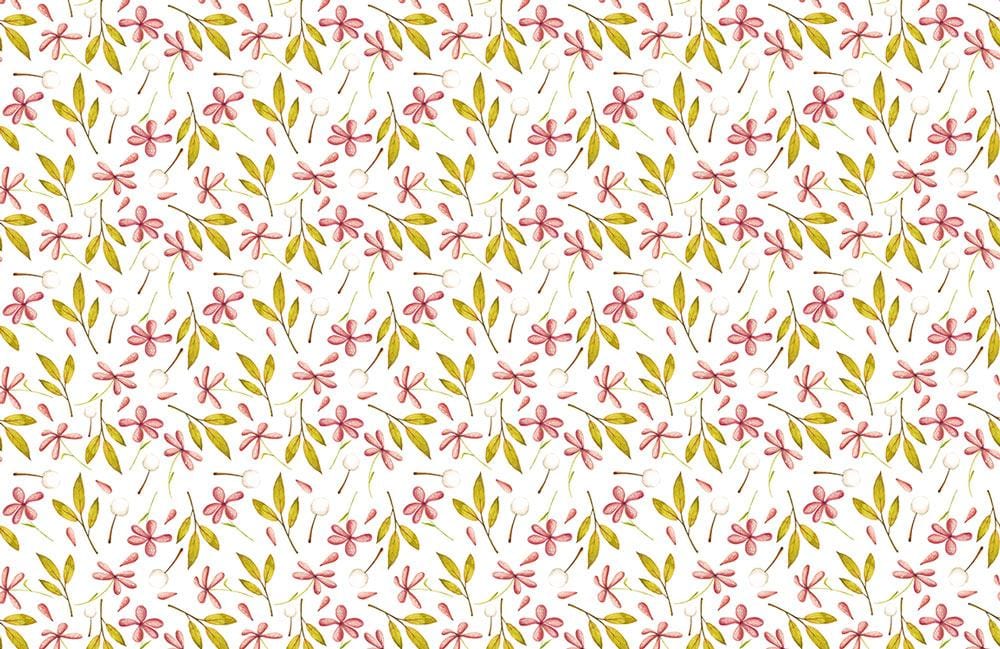 Pink Floral Leafs Modern Mural Wallpaper