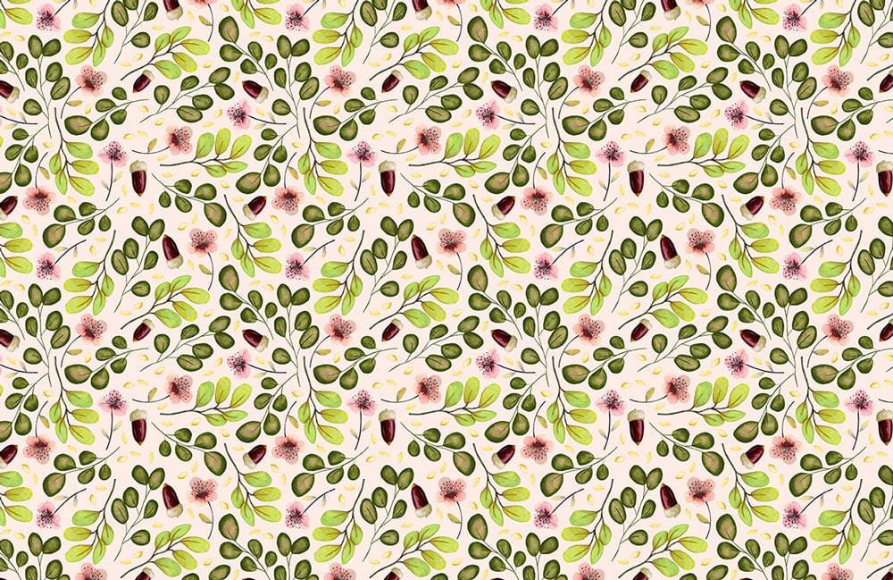 Botanical Green Leaf Floral Mural Wallpaper