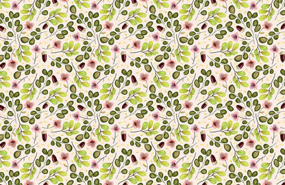 Plain Wallpaper with Plants and Filberts