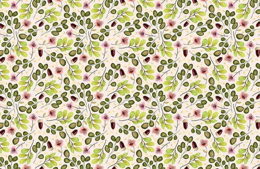 Botanical Green Leaf Floral Mural Wallpaper