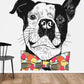 Charming Dog Bowtie Geometric Mural Wallpaper