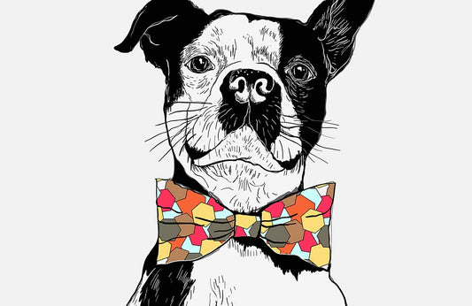 Charming Dog Bowtie Geometric Mural Wallpaper