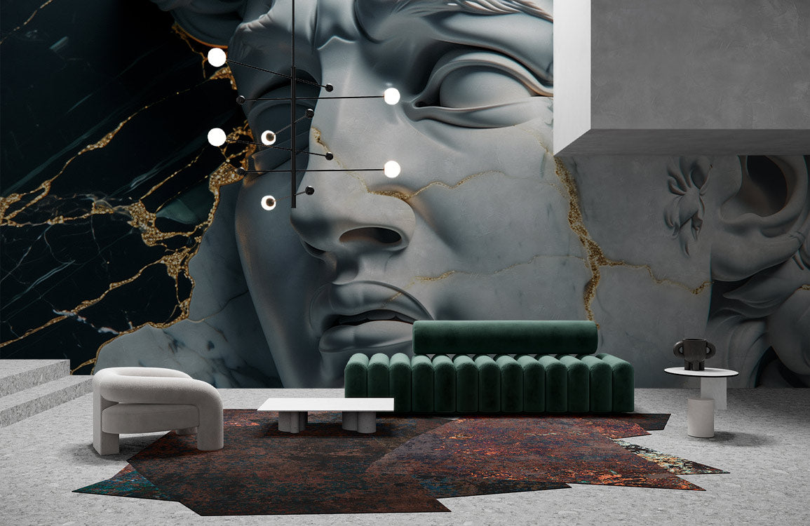 Gilded Marble Sculpture Mural Wallpaper